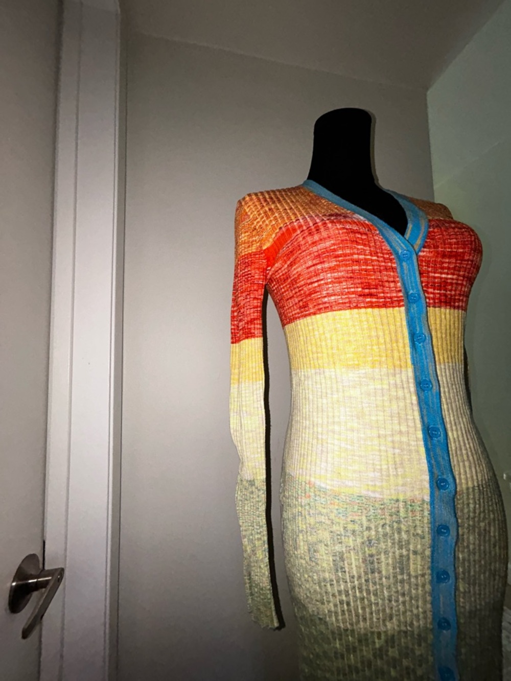 STAUD Multicolor Shoko Striped Knit Blue & Orange Accents Maxi Sweater Dress M - Picture 10 of 16